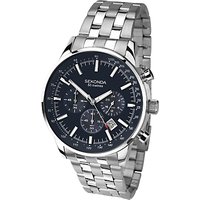 Sekonda 1008.27 Men's Chronograph Bracelet Strap Watch, Silver/Dark Blue