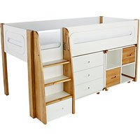 Stompa Curve Mid-Sleeper, 3 Drawer Chest And Cube Shelving Unit, 2 Doors
