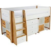 Stompa Curve Mid-Sleeper, 3 Drawer Chest And 2 Cube Shelving Units, 4 Doors