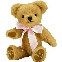 Merrythought Personalised London Curly Gold Teddy Bear With Silver Thread