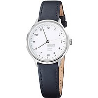 Mondaine MH1R1210LB Unisex Helvetica Leather Strap Watch, Black/White