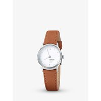 Mondaine MH1L1110LG Unisex Helvetica Leather Strap Watch, Brown/White