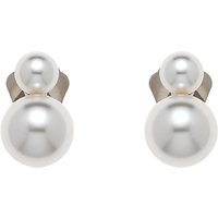 Finesse Rhodium Plated Swarovski Pearl Snowman Clip-On Earrings, White