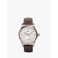 Oris 73375944331LS Men's Classic Leather Strap Watch, Black/Silver