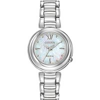 Citizen EM0330-55D Women's Sunrise Mother Of Pearl Eco-Drive Stainless Steel Bracelet Strap Watch, Silver/Blue