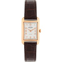 Rotary LS02699/01 Women's Portland Leather Strap Watch, Brown/White