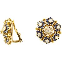 Turner & Leveridge 1980s 18ct Gold Sapphire Diamond Cluster Clip-On Earrings, Gold