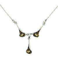 Goldmajor Sterling Silver Green Amber Y-Shape Tulip Necklace, Green/Silver