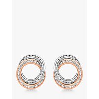 IBB 9ct Two Colour Gold Cubic Zirconia Linked Ring Stud Earrings, White/Rose Gold