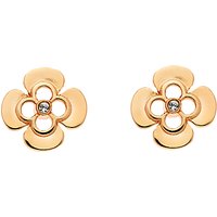 Finesse Rose Gold Plated Swarovski Crystal Flower Stud Earrings, Rose Gold