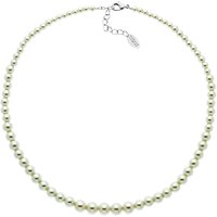 Finesse Rhodium Plated Graduated Faux Pearl Necklace, White