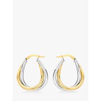 IBB 9ct Gold Two Colour Twined Creole Earrings, White Gold/Gold