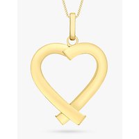 IBB 9ct Yellow Gold Triangular Tube Heart Pendant, Gold