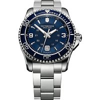 Victorinox 241602 Men's Swiss Army Maverick Stainless Steel Bracelet Strap Watch, Silver/Blue