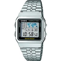 Casio A500WEA-1EF Men's Digital Stainless Steel Bracelet Strap Watch, Silver