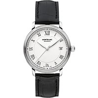Montblanc 112611 Unisex Alligator Leather Strap Watch, Black/White