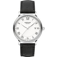 Montblanc 112609 Men's Tradition Date Automatic Alligator Leather Strap Watch, Black/White