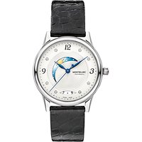 Montblanc 112512 Women's Bohème Day & Night Diamond Alligator Leather Strap Watch, Black/White