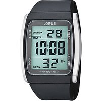 Lorus R2303HX9 Men's Stainless Steel Digital Resin Strap Watch, Black/Grey