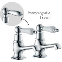 Cooke & Lewis Timeless Chrome Hot & Cold Bath Pillar Tap Pack Of 2
