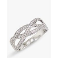 EWA 18ct White Gold Diamond Set Weave Ring, White, N