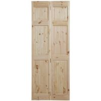 6 Panel Knotty Pine Internal Bi-Fold Door (H)1981mm (W)686mm