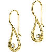Dower & Hall 18ct Gold Vermeil Open Teardrop Drop Earrings, White Topaz