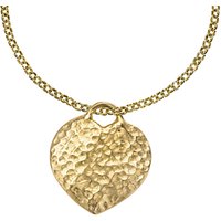 Dower & Hall 18ct Gold Vermeil Hammered Heart Pendant Necklace, Gold