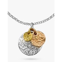 Dower & Hall 18ct Sterling Silver & Gold Vermeil Hammered Triple Disc Nomad Pendant, Multi