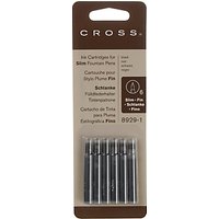Cross Slim Fountain Pen Ink Cartridges, Pack Of 6