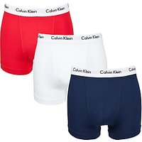 Calvin Klein Underwear Cotton Stretch Trunks, Pack Of 3, Red/Blue/White