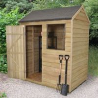 6X4 Reverse Apex Overlap Wooden Shed Base Included - 5013053152683