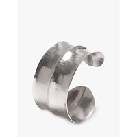 Dower & Hall Sterling Silver Double Concave Hammered Cuff, Silver