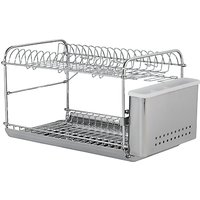 John Lewis 2-Tier Dish And Cutlery Drainer, Stainless Steel
