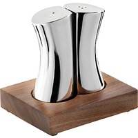Robert Welch Drift Stainless Steel Salt & Pepper Shakers With Walnut Stand