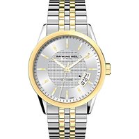 Raymond Weil 2770-STP-65021 Men's Freelancer Two Tone Stainless Steel Bracelet Strap Watch, Silver/Gold