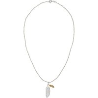 Martick Gold Plated Feather Pendant Necklace, Gold/Silver