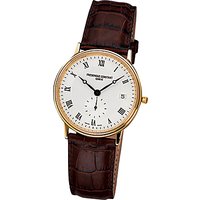 Frédérique Constant FC-245M4S5 Men's Slim Line White Round Dial Leather Strap Watch, Brown