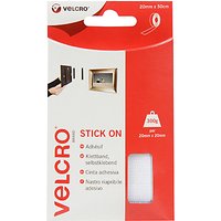 VELCRO® Brand Stick On Tape, White, 20mm X 50cm