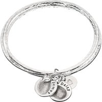 Under The Rose Personalised Fingerprint Bangle, 2 Charms, Silver