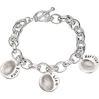Under The Rose Personalised Women's Fingerprint Charm Bracelet, 3 Charms