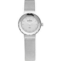 Skagen 456SSS Women's Stainless Steel Mesh Bracelet Strap Watch, Silver/White