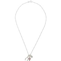 Martick Silver Wishbone And Glass Heart Pendant Necklace, Silver/Pink