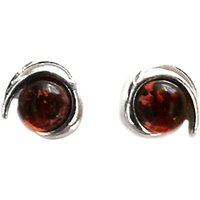 Goldmajor Amber And Silver Round Earrings