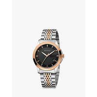 Gucci YA126410 Men's G-Timeless Two Tone Date Bracelet Strap Watch, Silver/Rose Gold
