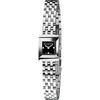 Gucci YA128507 Women's G-Frame Square Dial Stainless Steel Bracelet Strap Watch, Silver/Black