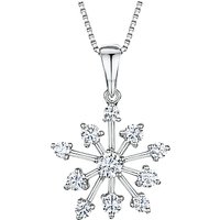 Jools By Jenny Brown Cubic Zirconia Snowflake Pendant Necklace, Silver