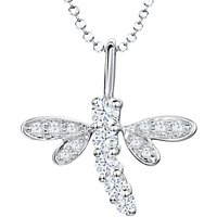 Jools By Jenny Brown Cubic Zirconia Dragonfly Pendant Necklace, Silver