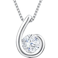 Jools By Jenny Brown Cubic Zirconia Hook Shaped Pendant Necklace, Silver