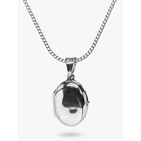 Nina B Small Sterling Silver Oval Locket Pendant Necklace, Silver
